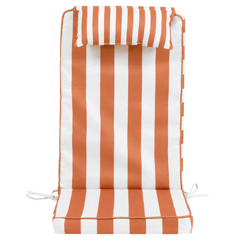 Striped Outdoor High Back Seat Pad - Orange Stripe