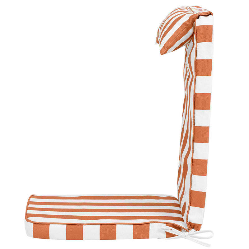 Striped Outdoor High Back Seat Pad - Orange Stripe