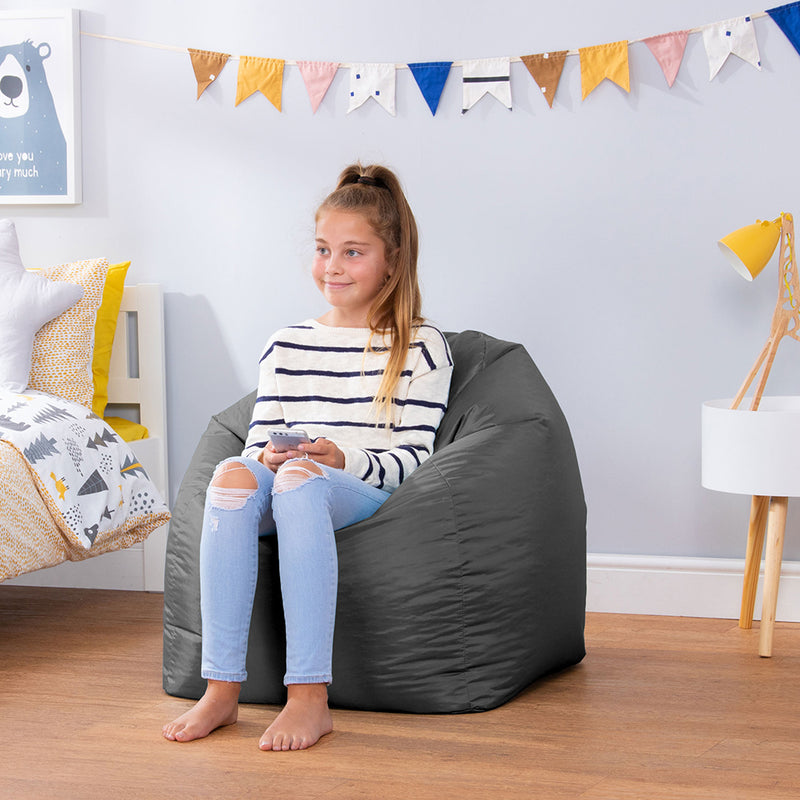 Teen Classic Bean Bag Chair, Indoor & Outdoor - Charcoal Grey