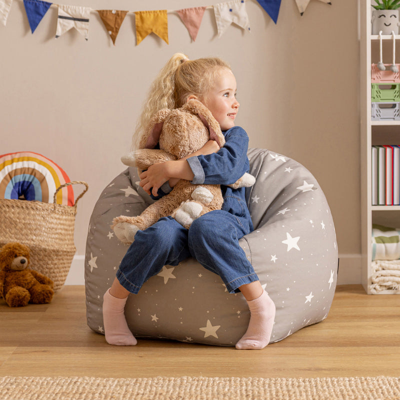 Kids Starry Skies Print Classic Bean Bag - Grey