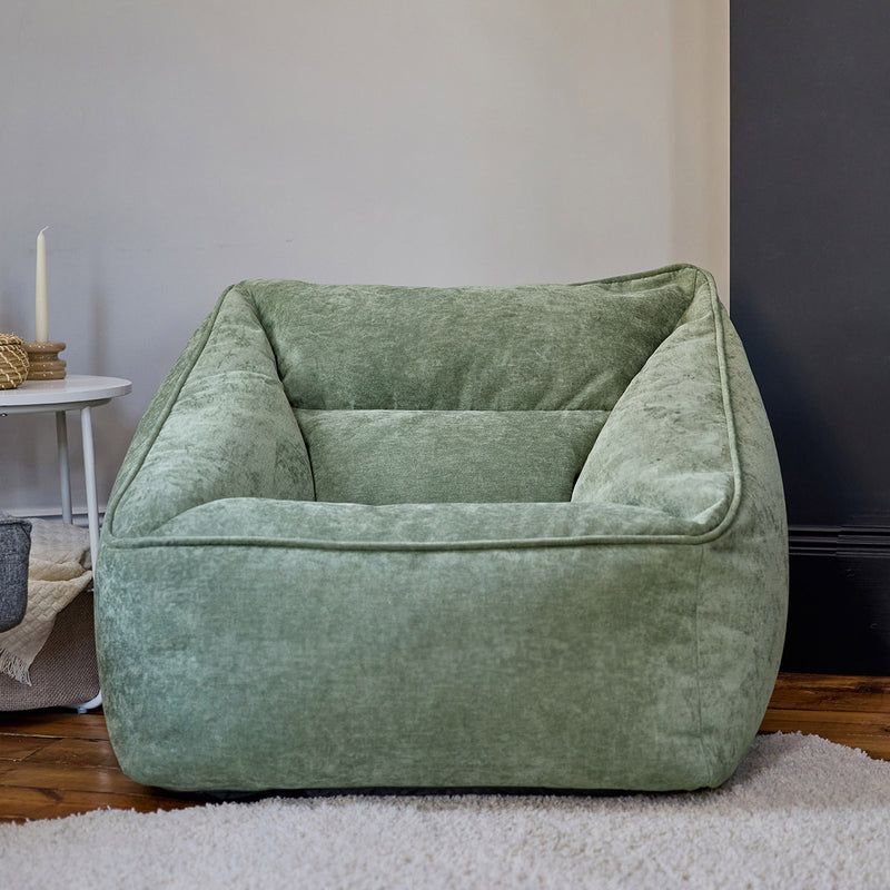 Natalia Chenille Armchair Bean Bag - Sage Green