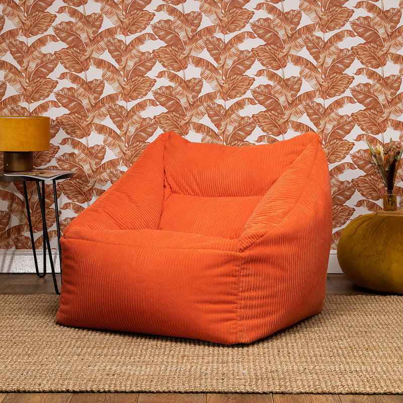 Natalia Cord Armchair Bean Bag - Orange