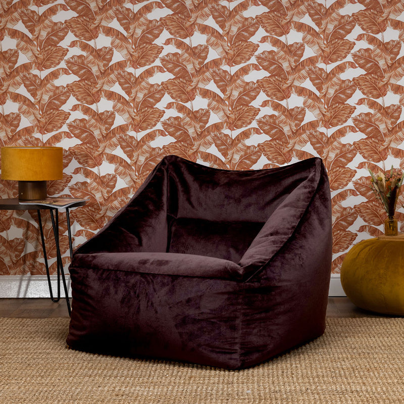 Natalia Velvet Armchair Bean Bag - Brown
