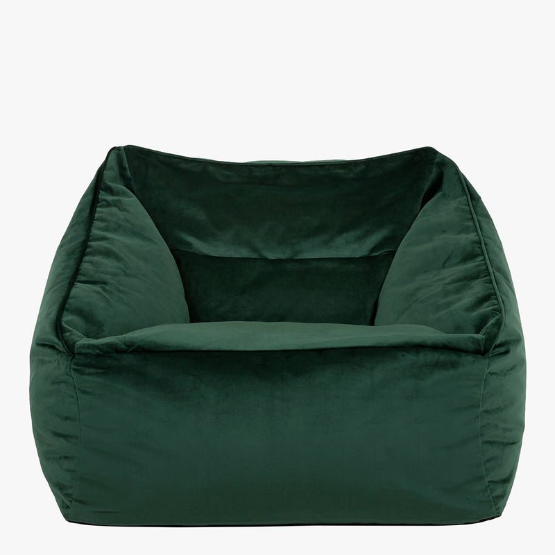Natalia Velvet Armchair Bean Bag - Forest Green
