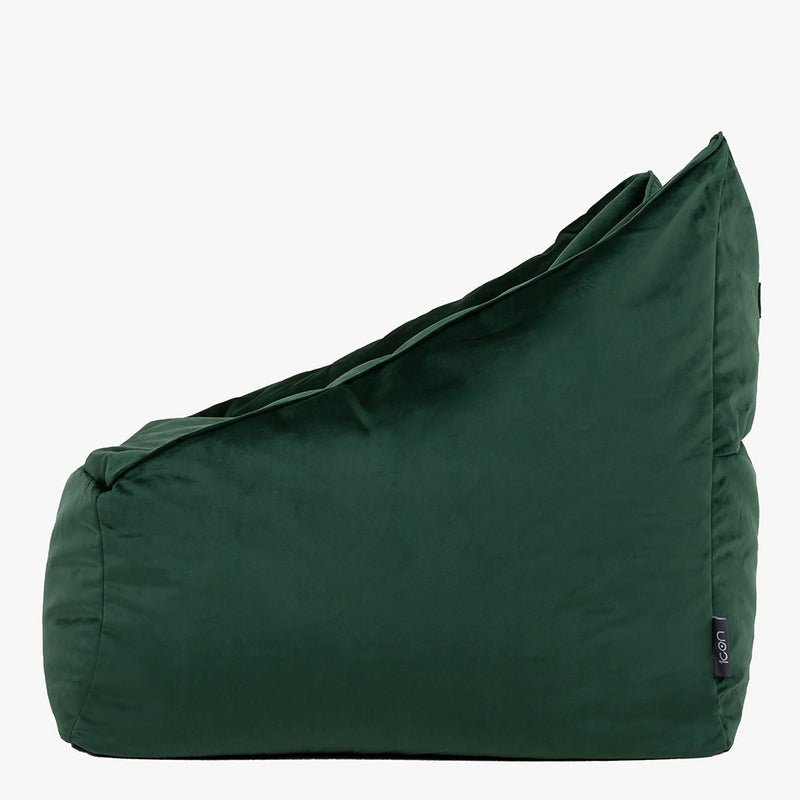 Natalia Velvet Armchair Bean Bag - Forest Green
