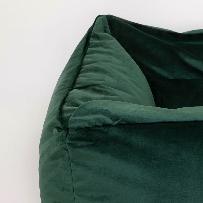 Natalia Velvet Armchair Bean Bag - Forest Green