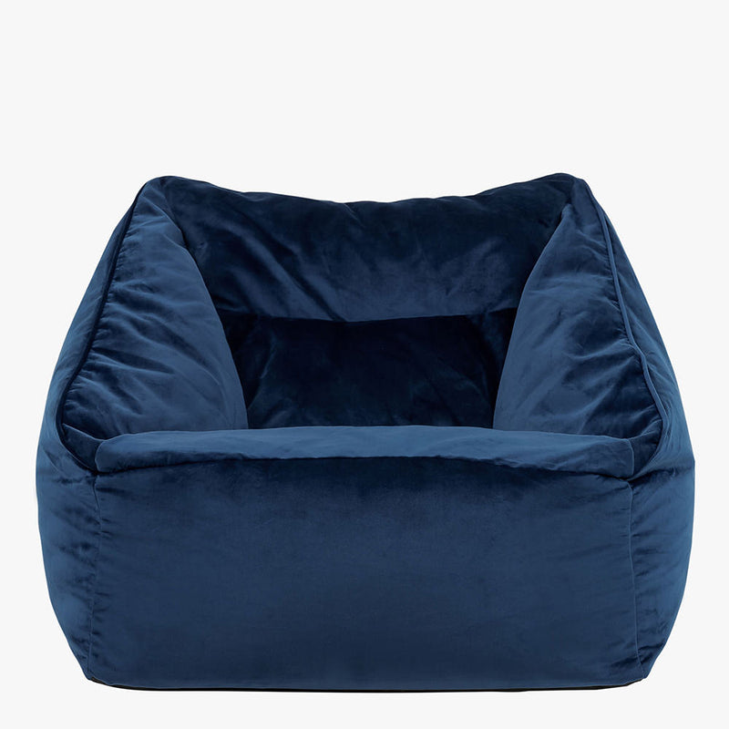 Natalia Velvet Armchair Bean Bag - Navy Blue