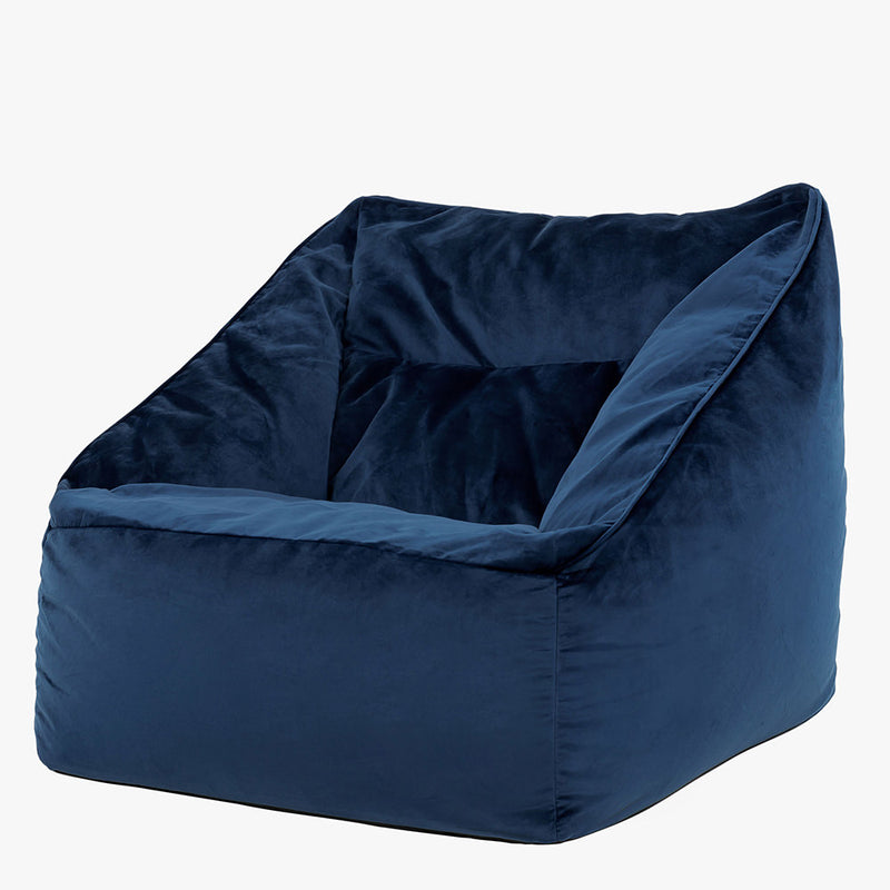 Natalia Velvet Armchair Bean Bag - Navy Blue