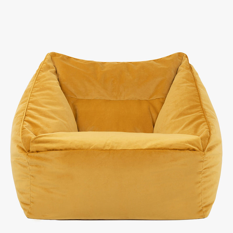 Natalia Velvet Armchair Bean Bag - Ochre Yellow