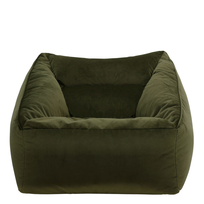 Natalia Velvet Armchair Bean Bag - Olive