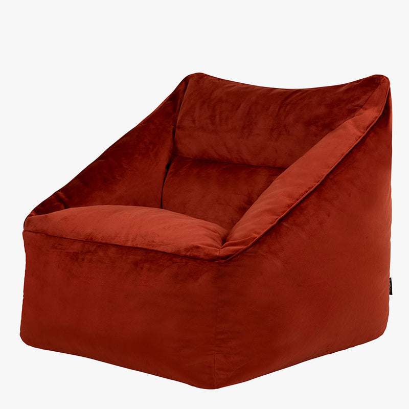 Natalia Velvet Armchair Bean Bag - Terracotta