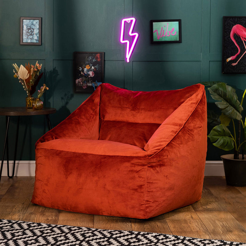 Natalia Velvet Armchair Bean Bag - Terracotta