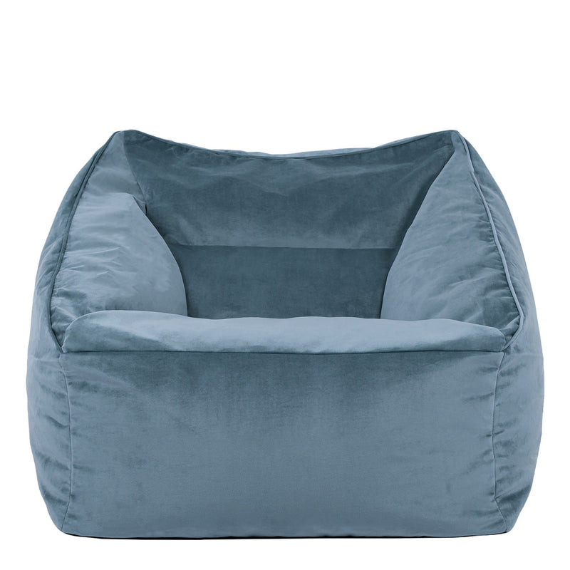 Natalia Velvet Armchair Bean Bag - Light Blue
