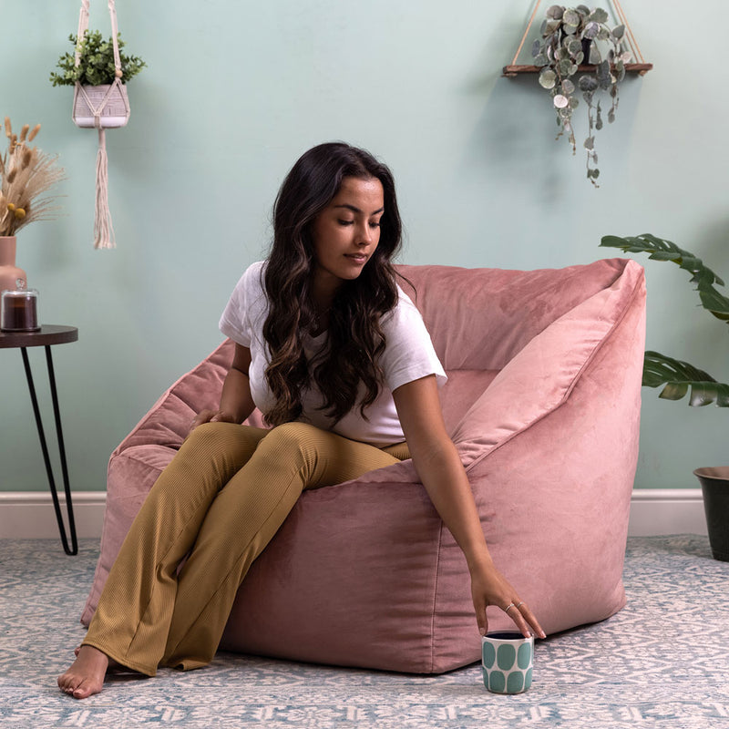 Natalia Velvet Armchair Bean Bag - Pink