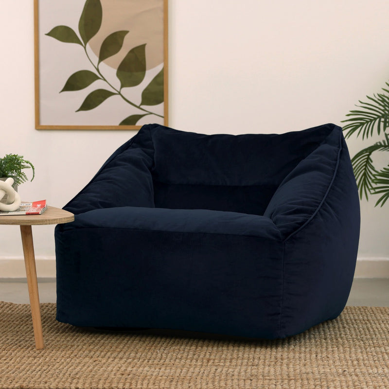 Natalia Velvet Armchair Bean Bag - Midnight Blue