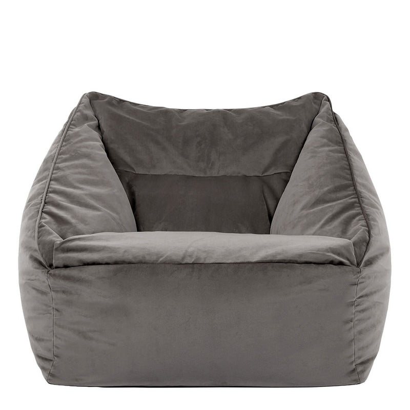 Natalia Velvet Armchair Bean Bag - Grey
