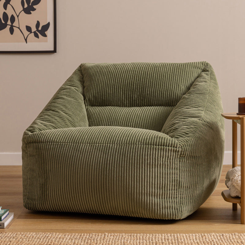 Natalia Cord Armchair Bean Bag - Green