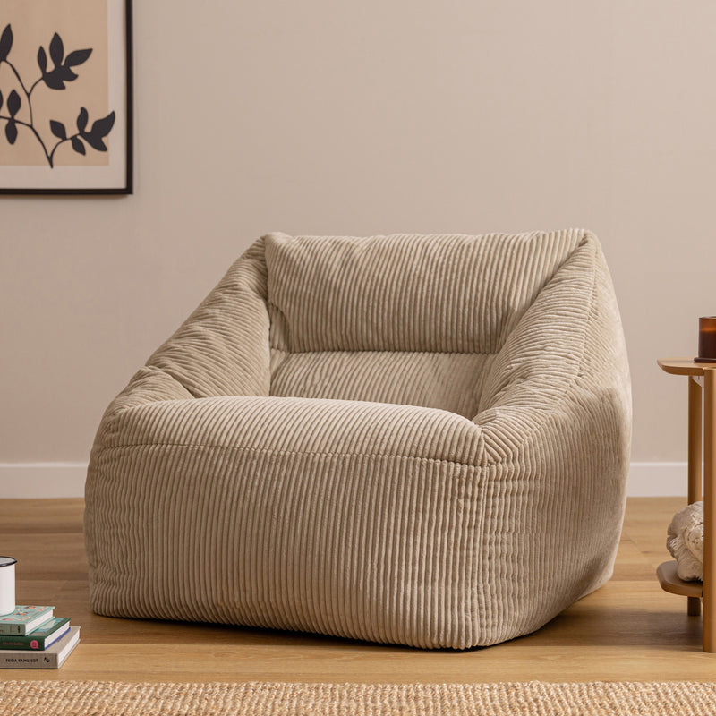 Natalia Cord Armchair Bean Bag - Natural