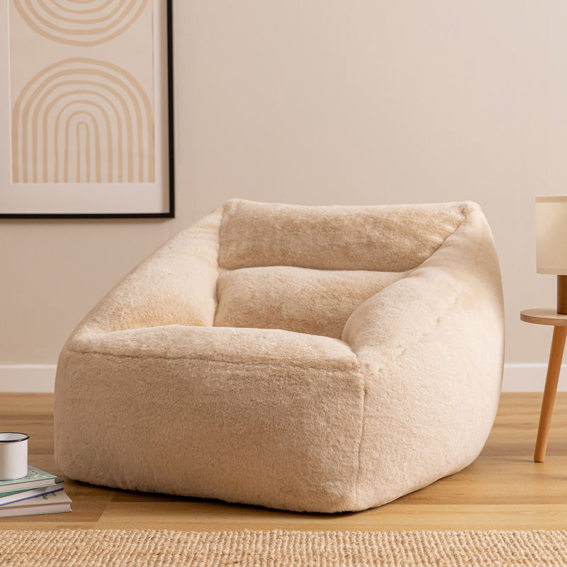 Natalia Faux Luxe Fur Armchair Bean Bag - Natural