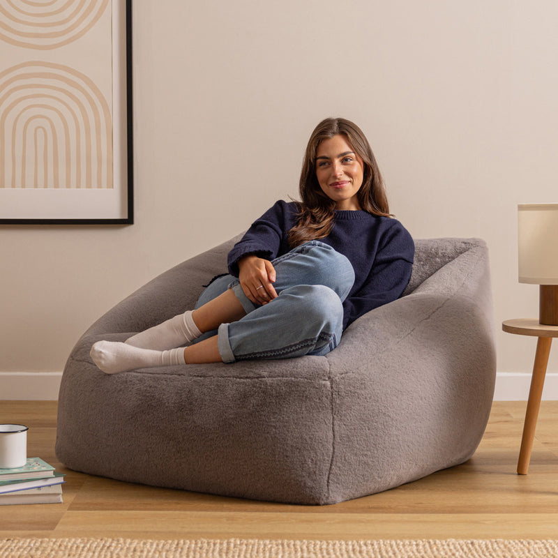 Natalia Faux Luxe Fur Armchair Bean Bag - Grey