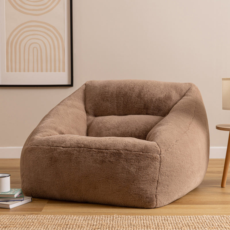 Natalia Faux Luxe Fur Armchair Bean Bag - Mocha Brown
