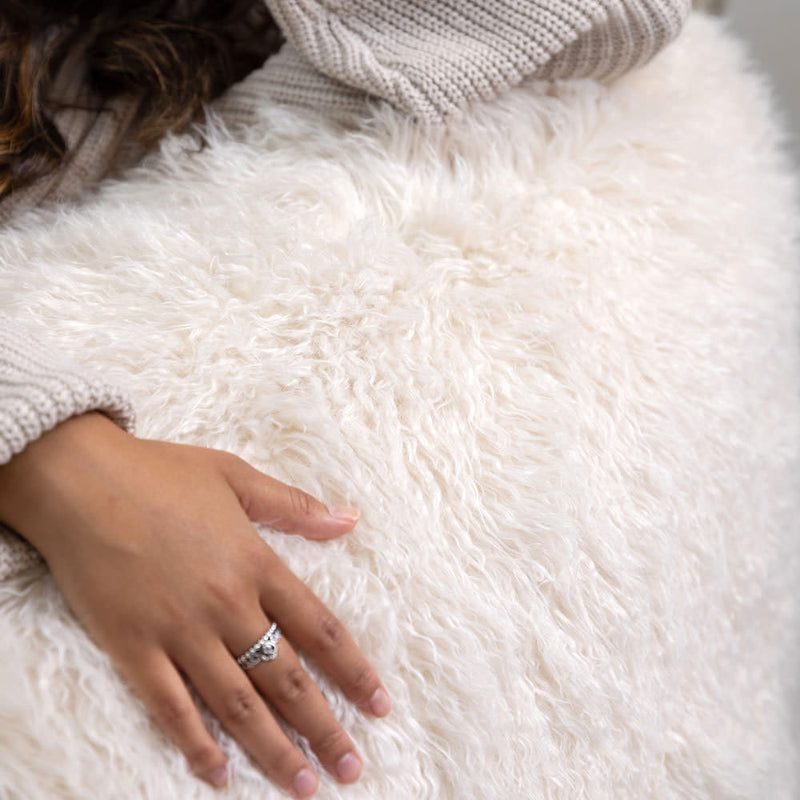 Faux Fur Cocoon Bean Bag - Natural