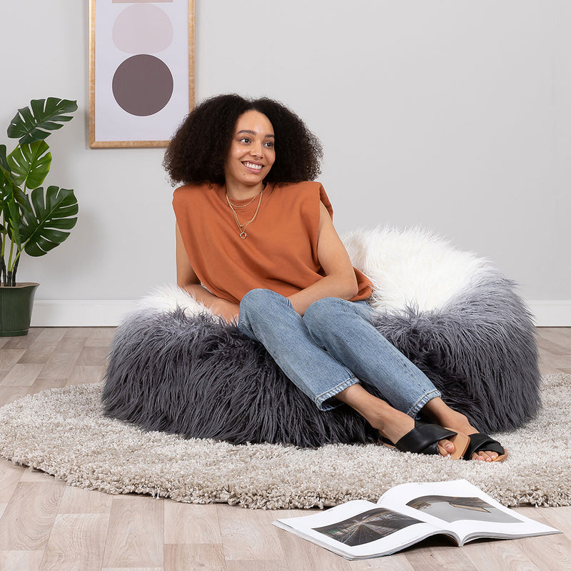 Faux Fur Bean Bag - Grey