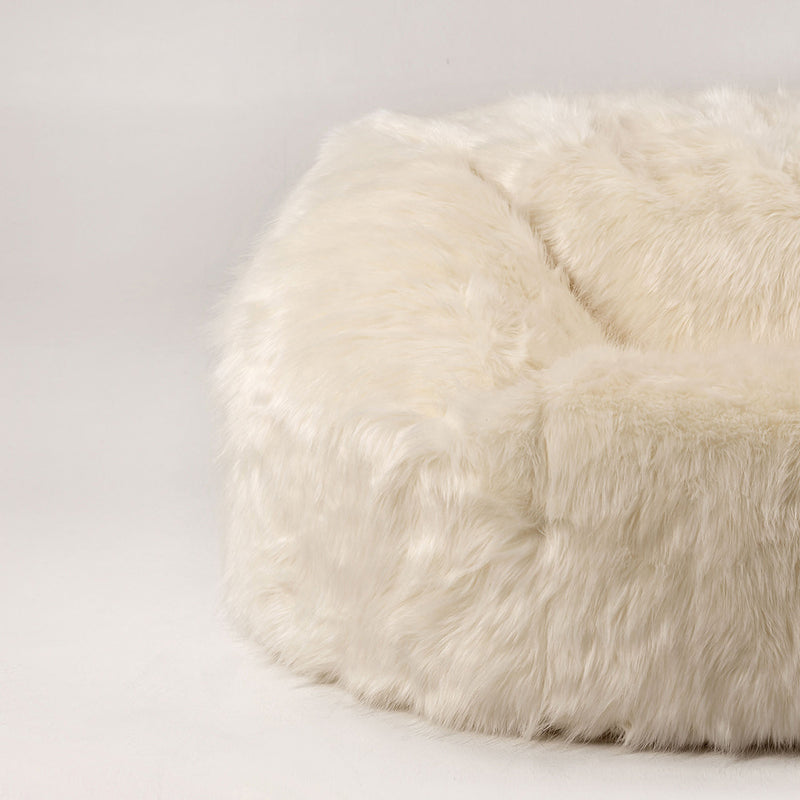 Layla Spikey Faux Fur Bean Bag - Beige