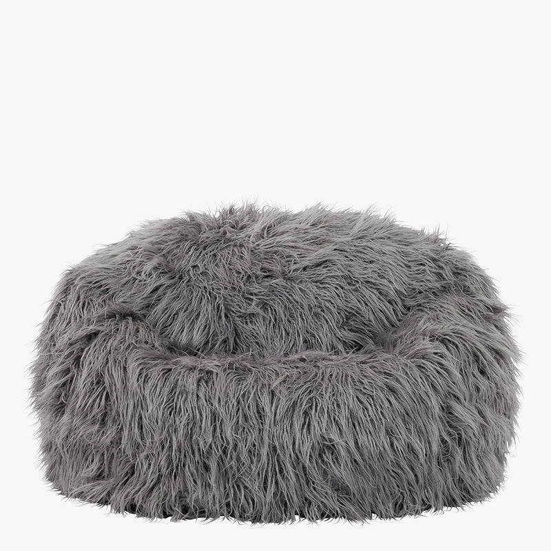 Kingston Mongolian Faux Fur Bean Bag - Charcoal Grey