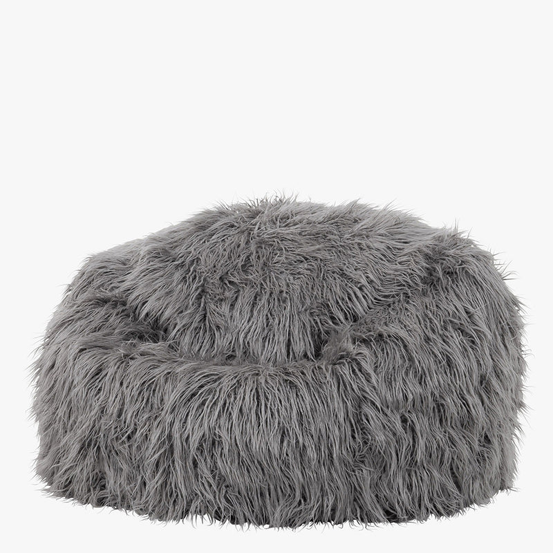 Kingston Mongolian Faux Fur Bean Bag - Charcoal Grey
