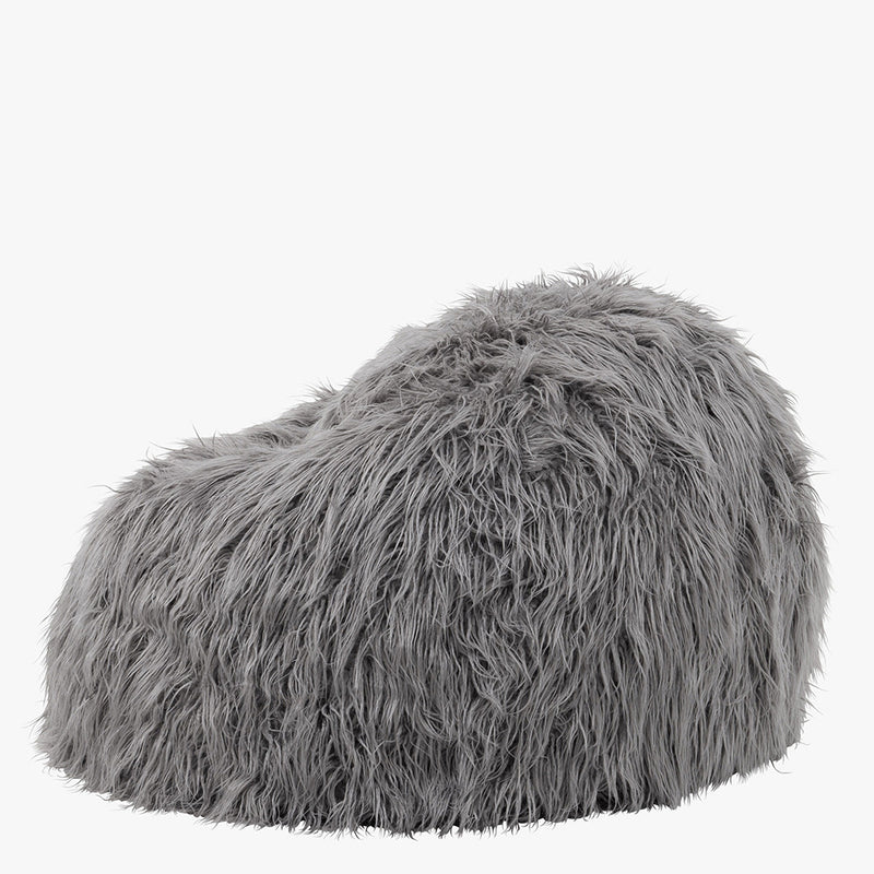 Kingston Mongolian Faux Fur Bean Bag - Charcoal Grey