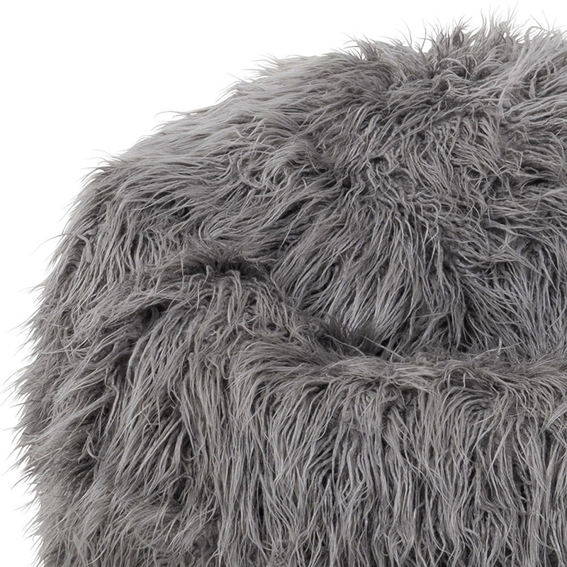 Kingston Mongolian Faux Fur Bean Bag - Charcoal Grey