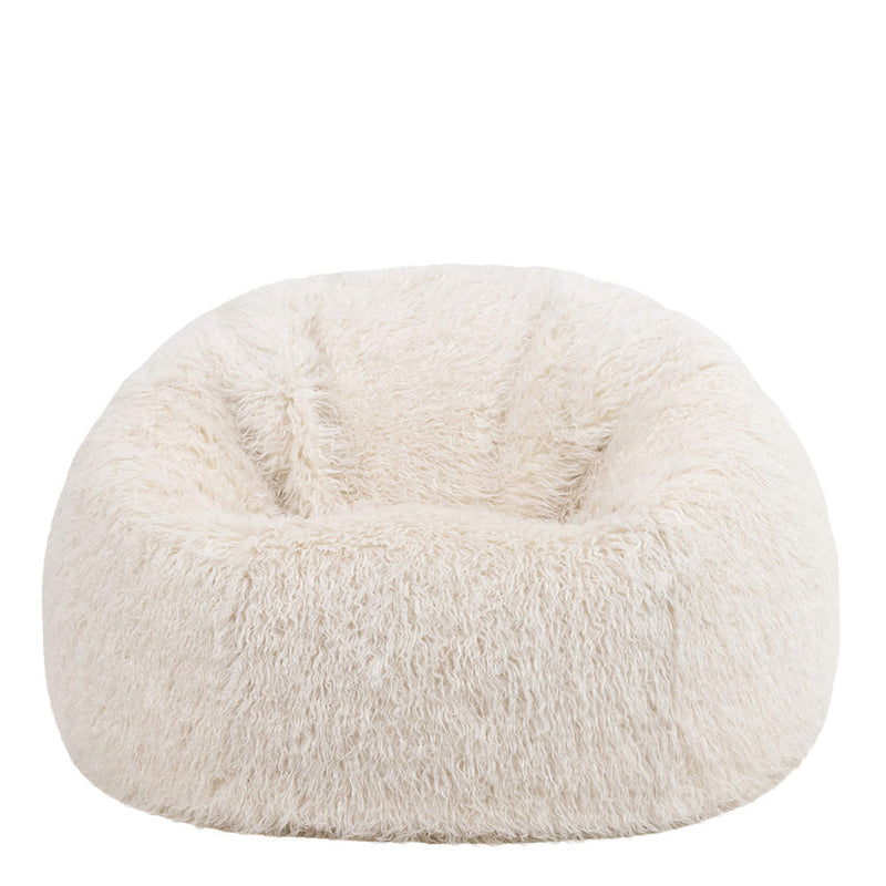 Kingston Mongolian Faux Fur Bean Bag - Beige