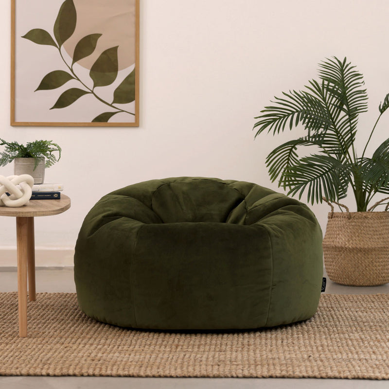 Kingston Velvet Classic Bean Bag - Olive