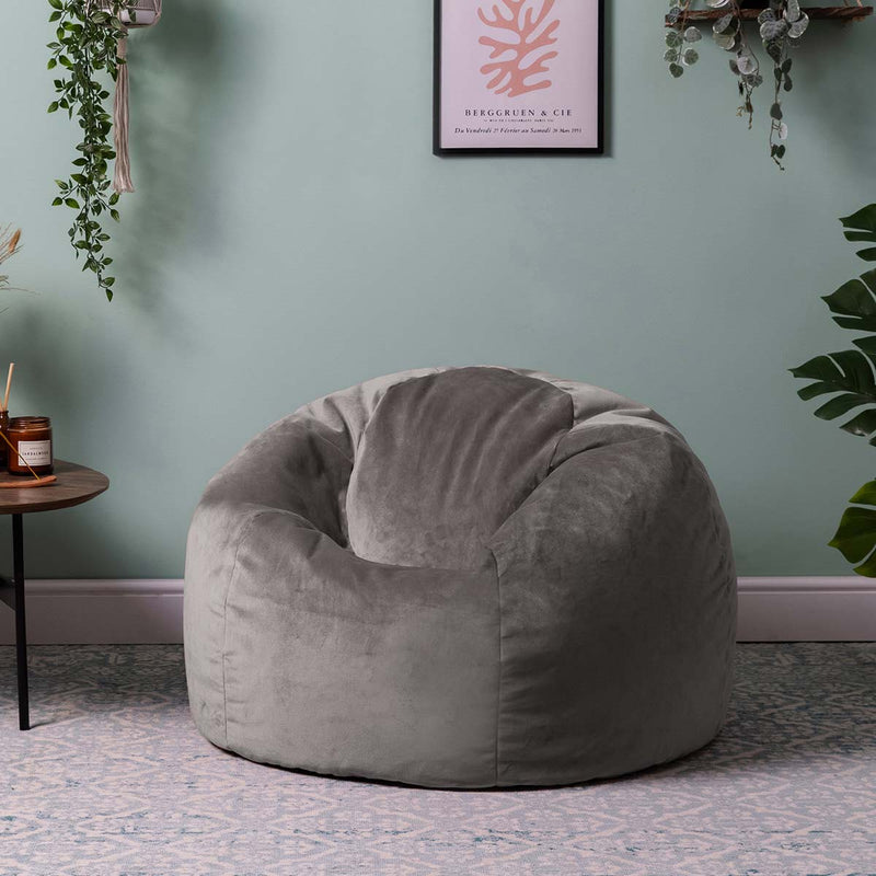 Kingston Velvet Classic Bean Bag - Charcoal Grey