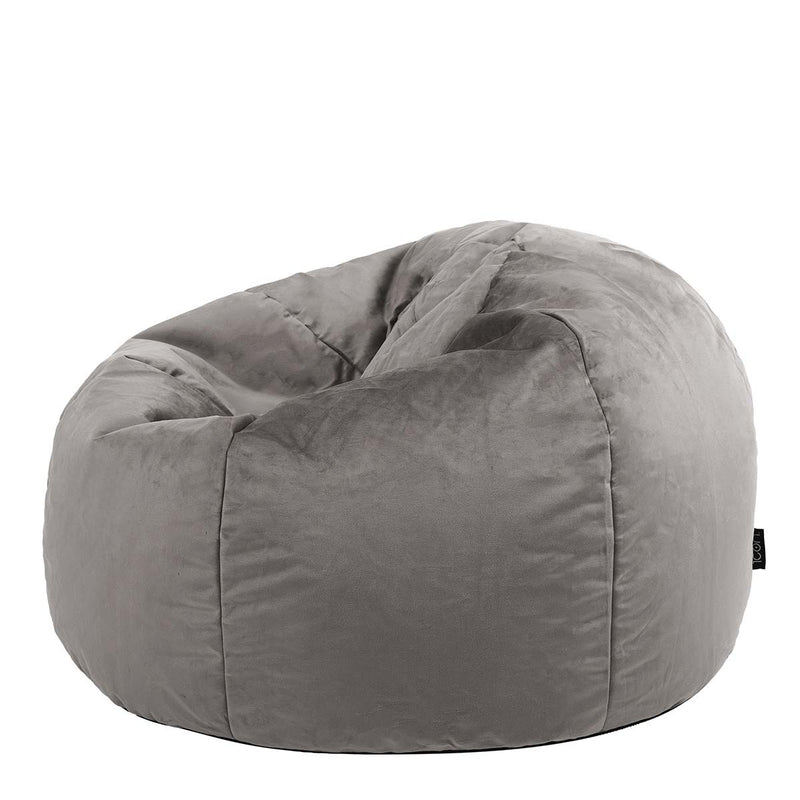 Kingston Velvet Classic Bean Bag - Charcoal Grey