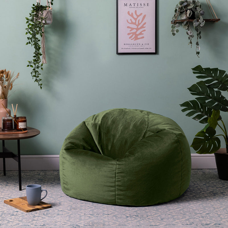 Kingston Velvet Classic Bean Bag - Sage Green