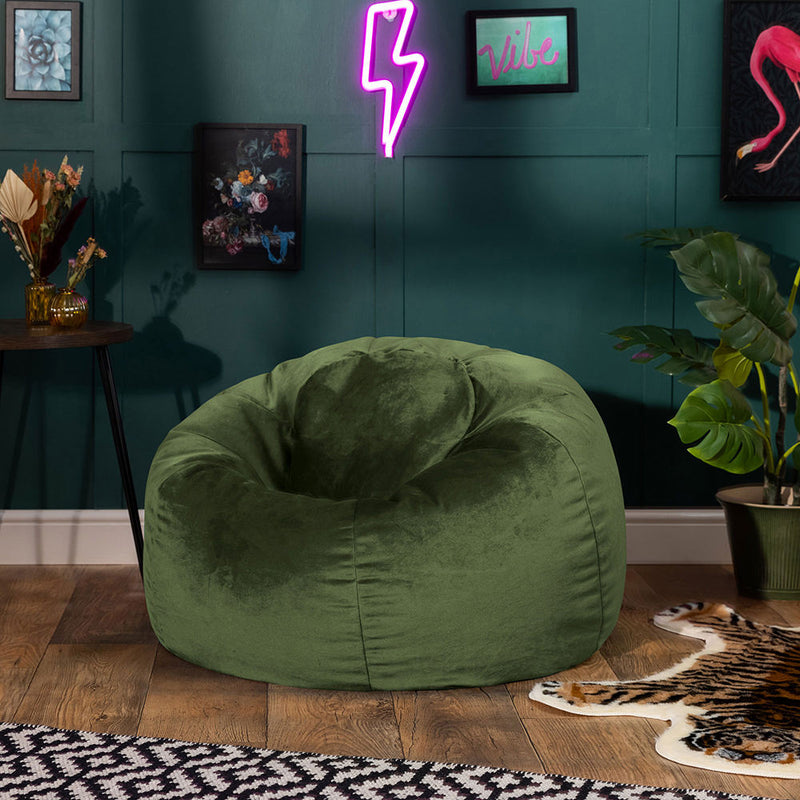 Kingston Velvet Classic Bean Bag - Sage Green