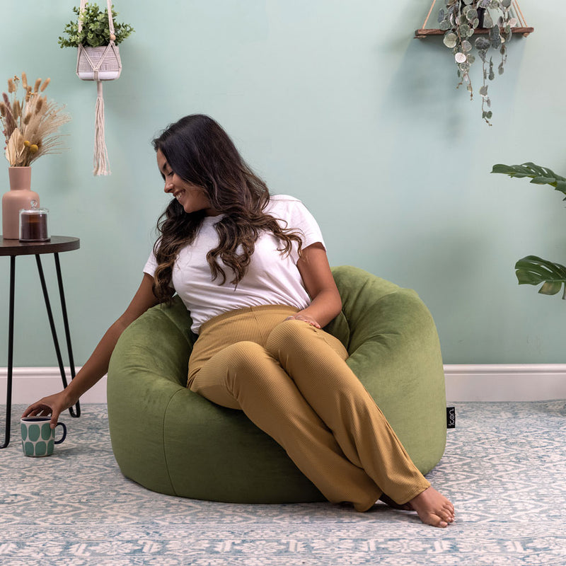 Kingston Velvet Classic Bean Bag - Sage Green