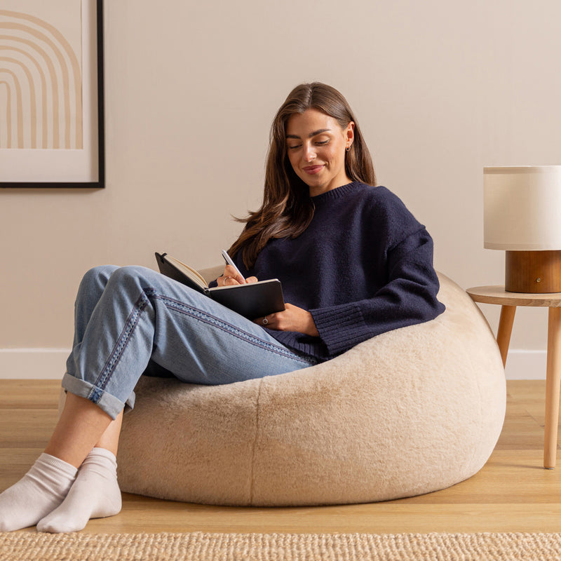 Kingston Faux Luxe Fur Classic Bean Bag - Natural