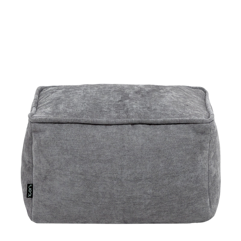 Amara Chenille Square Footstool - Grey