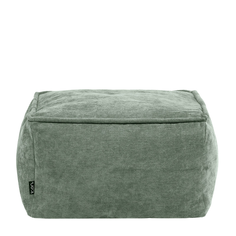 Amara Chenille Square Footstool - Sage Green