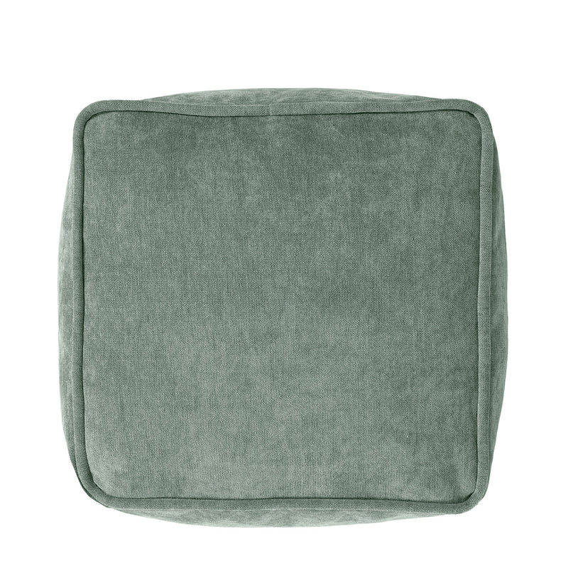 Amara Chenille Square Footstool - Sage Green