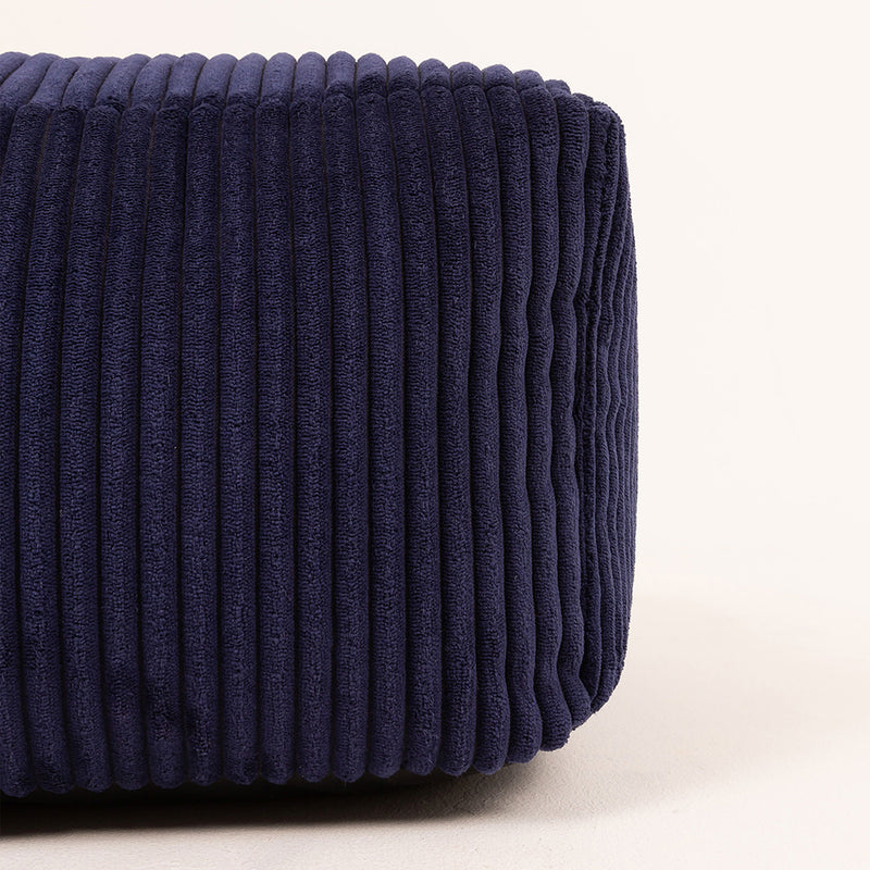 Amara Corduroy Square Footstool - Navy Blue