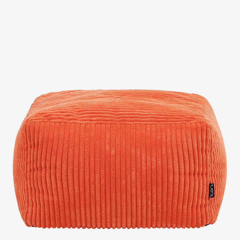 Amara Corduroy Square Footstool - Orange