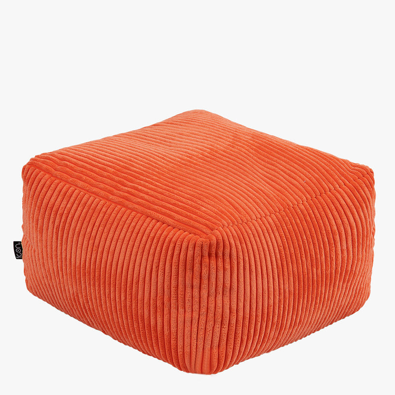 Amara Corduroy Square Footstool - Orange