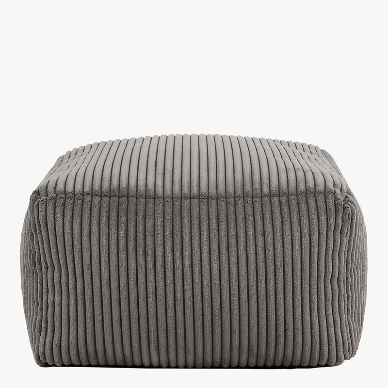 Amara Corduroy Square Footstool - Charcoal Grey