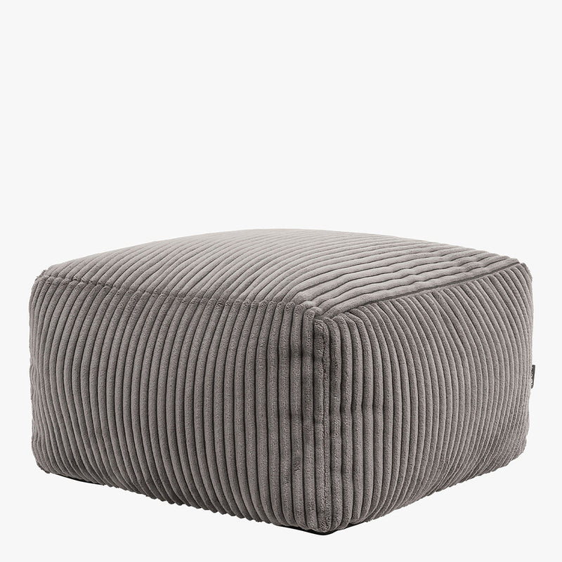 Amara Corduroy Square Footstool - Charcoal Grey