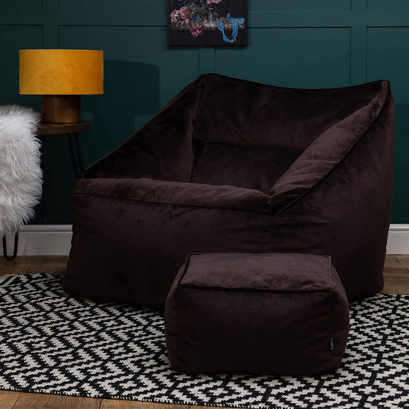 Amara Velvet Square Footstool - Brown