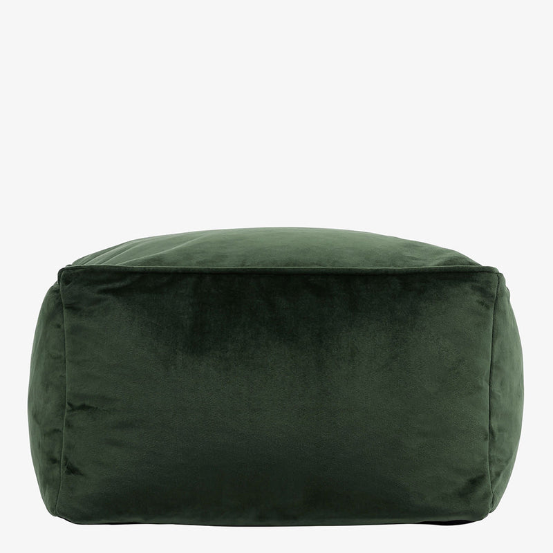 Amara Velvet Square Footstool - Forest Green